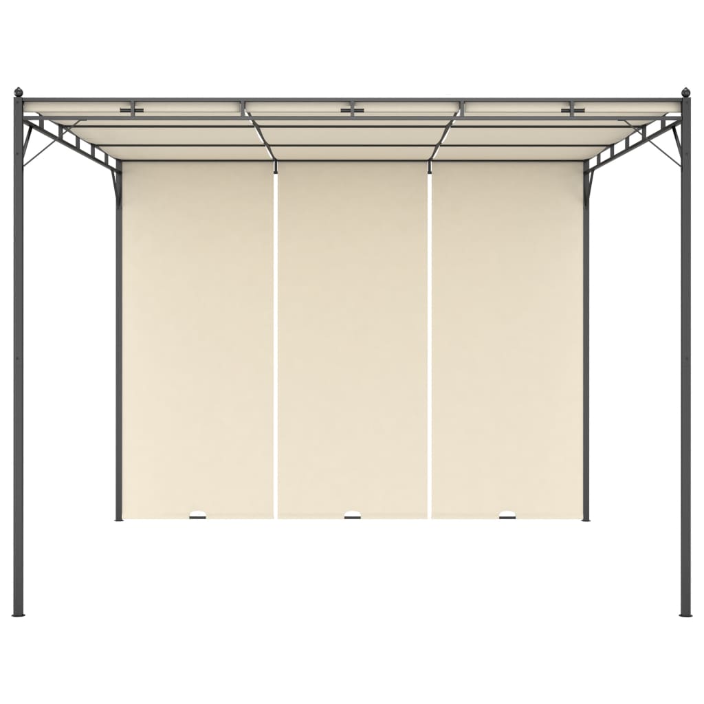 Hagepaviljong med sidegardin 3x3x2,25m kremhvit