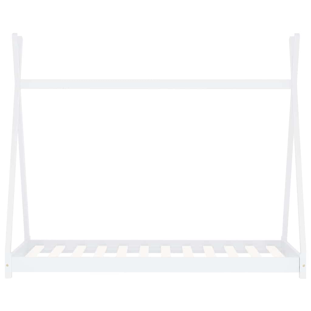 Sengeramme for barn heltre furu hvit 70x140 cm