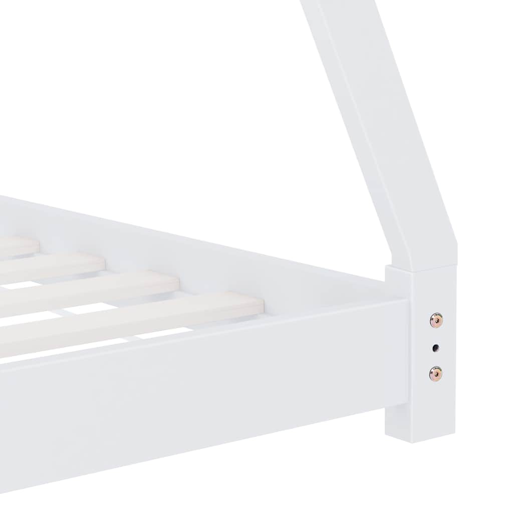 Sengeramme for barn heltre furu hvit 70x140 cm