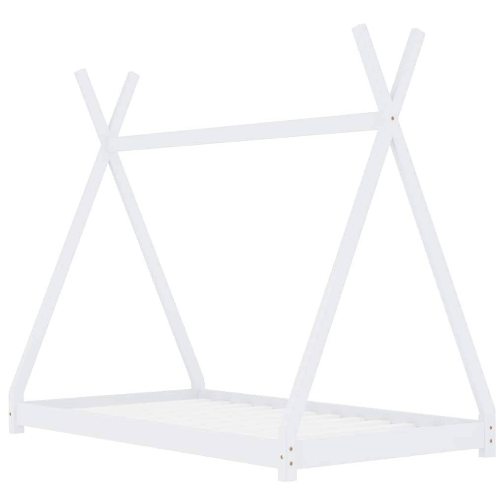 Sengeramme for barn heltre furu hvit 90x200 cm