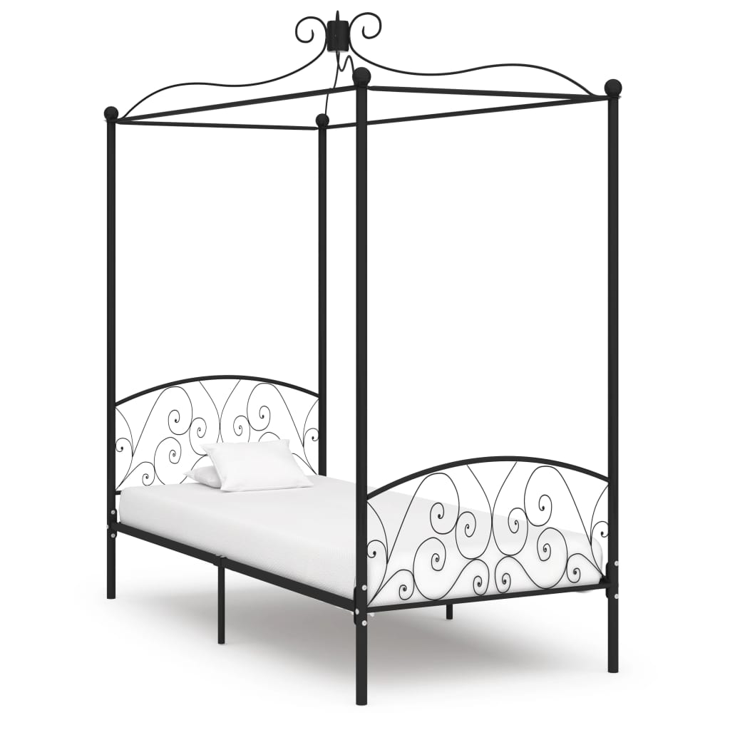 Himmelsengeramme svart metall 90x200 cm