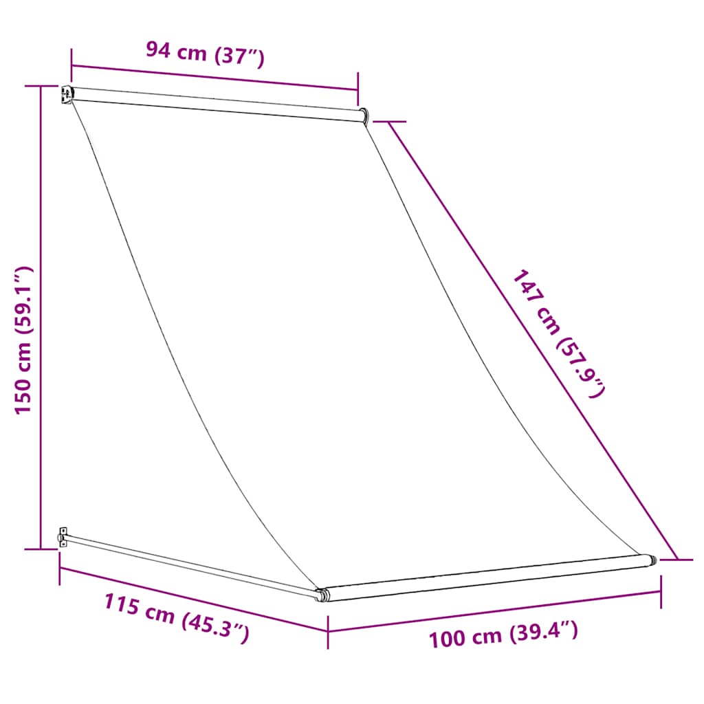 Uttrekkbar markise 100x150 cm blå og hvit