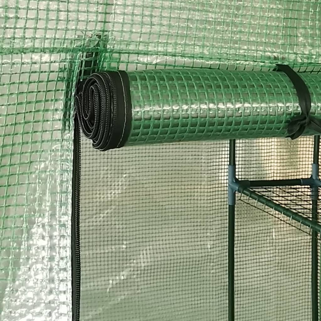 Drivhus med hyller stål 227x223 cm