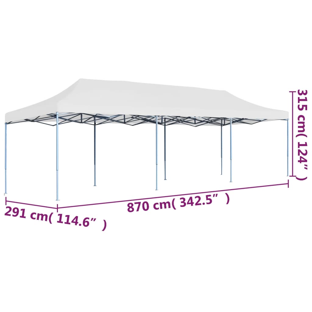 Foldbart popup festtelt 3x9 m hvit