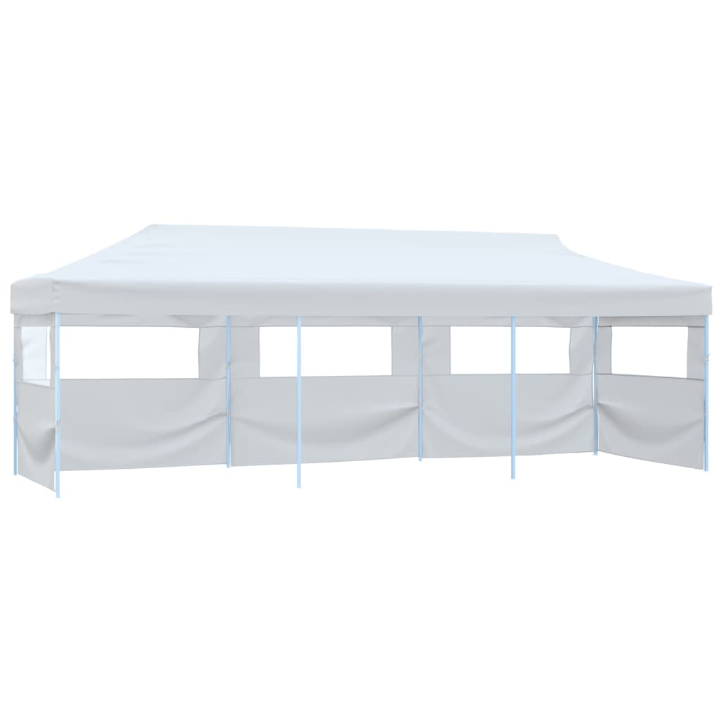 Sammenleggbart festtelt popup med 5 sidevegger 3x9 m hvit