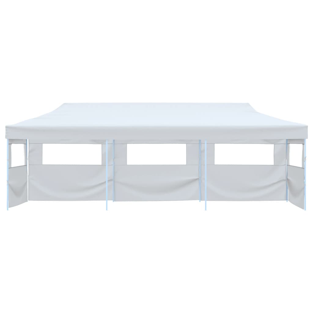Sammenleggbart festtelt popup med 5 sidevegger 3x9 m hvit