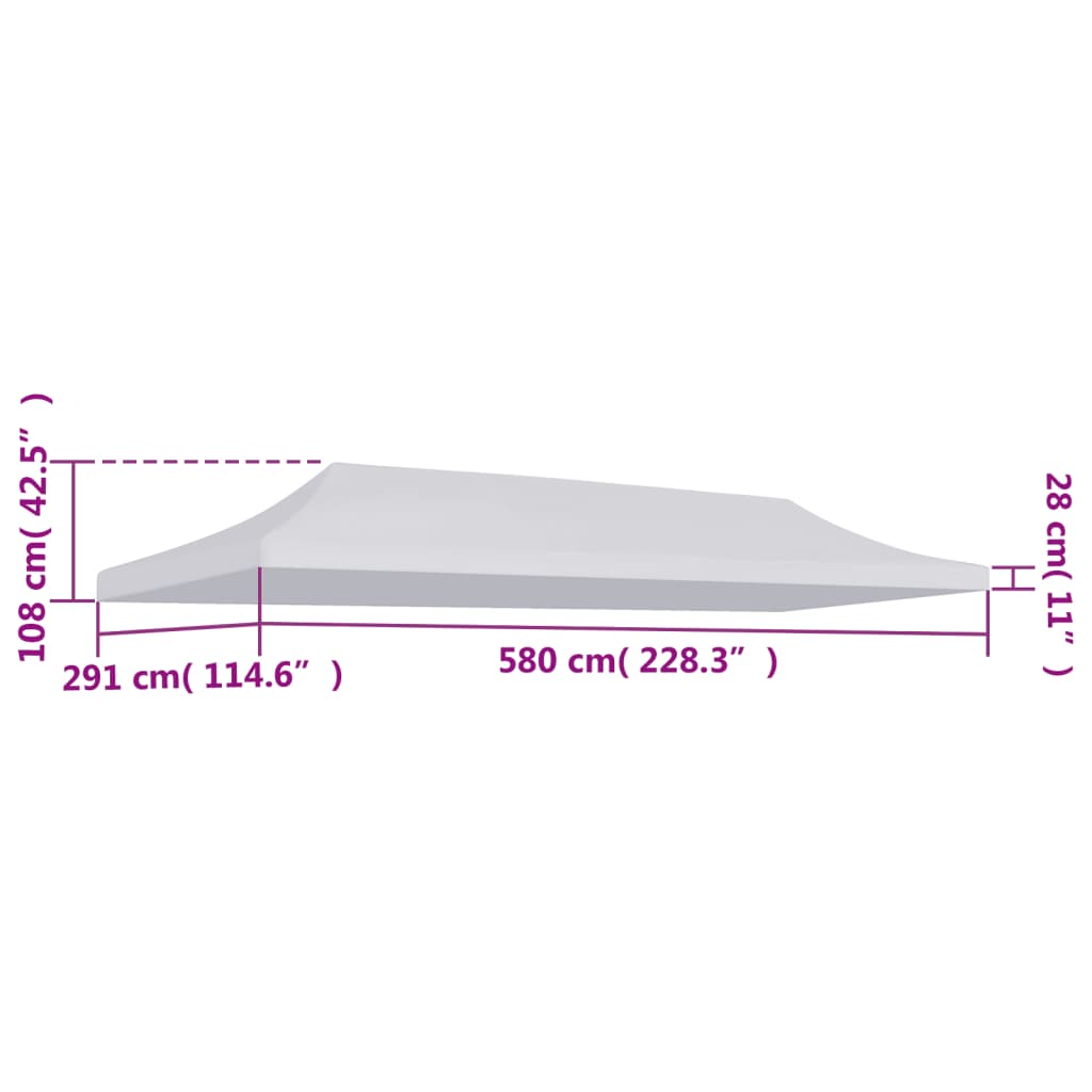 Teltduk for festtelt 3x6 m hvit