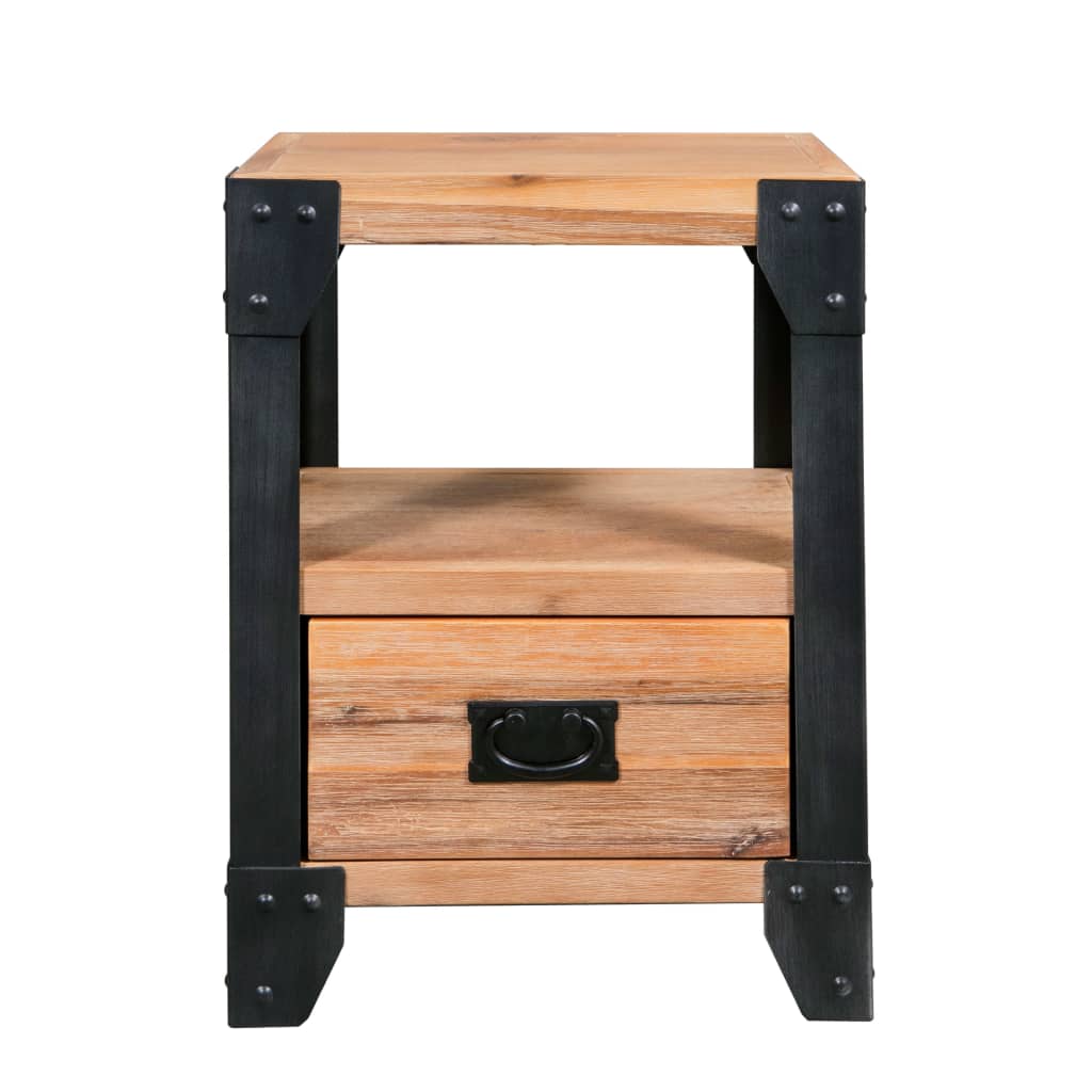 Nattbord 2 stk heltre akasie stål 40x30x54 cm