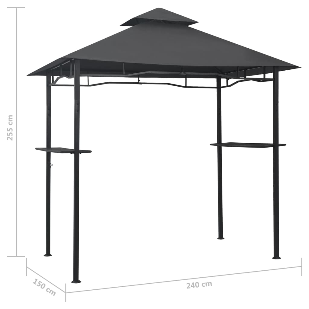 Paviljong til grilling 240x150x255 cm antrasitt stål