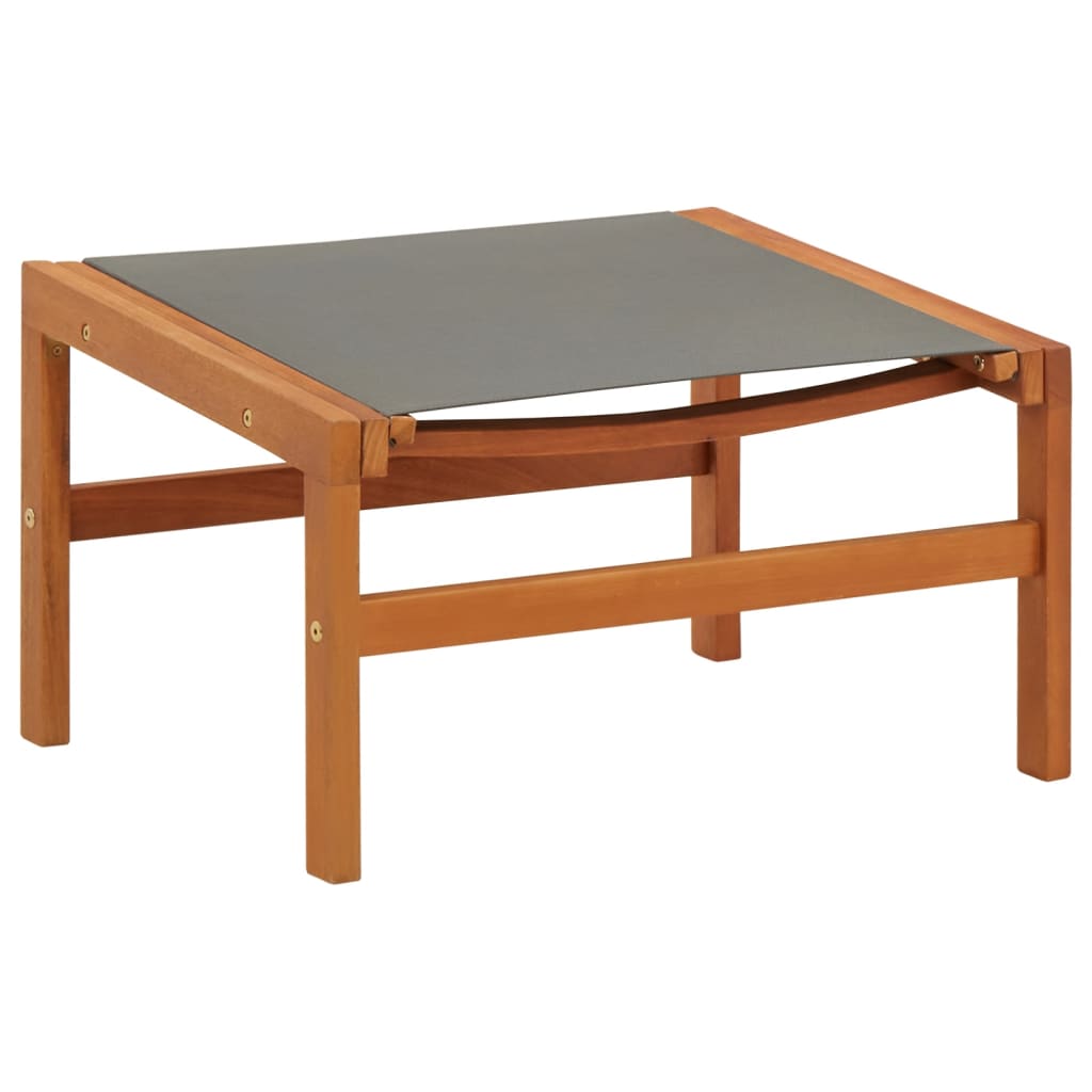 Hagestol med fotstøtte grå heltre eukalyptus og textilene