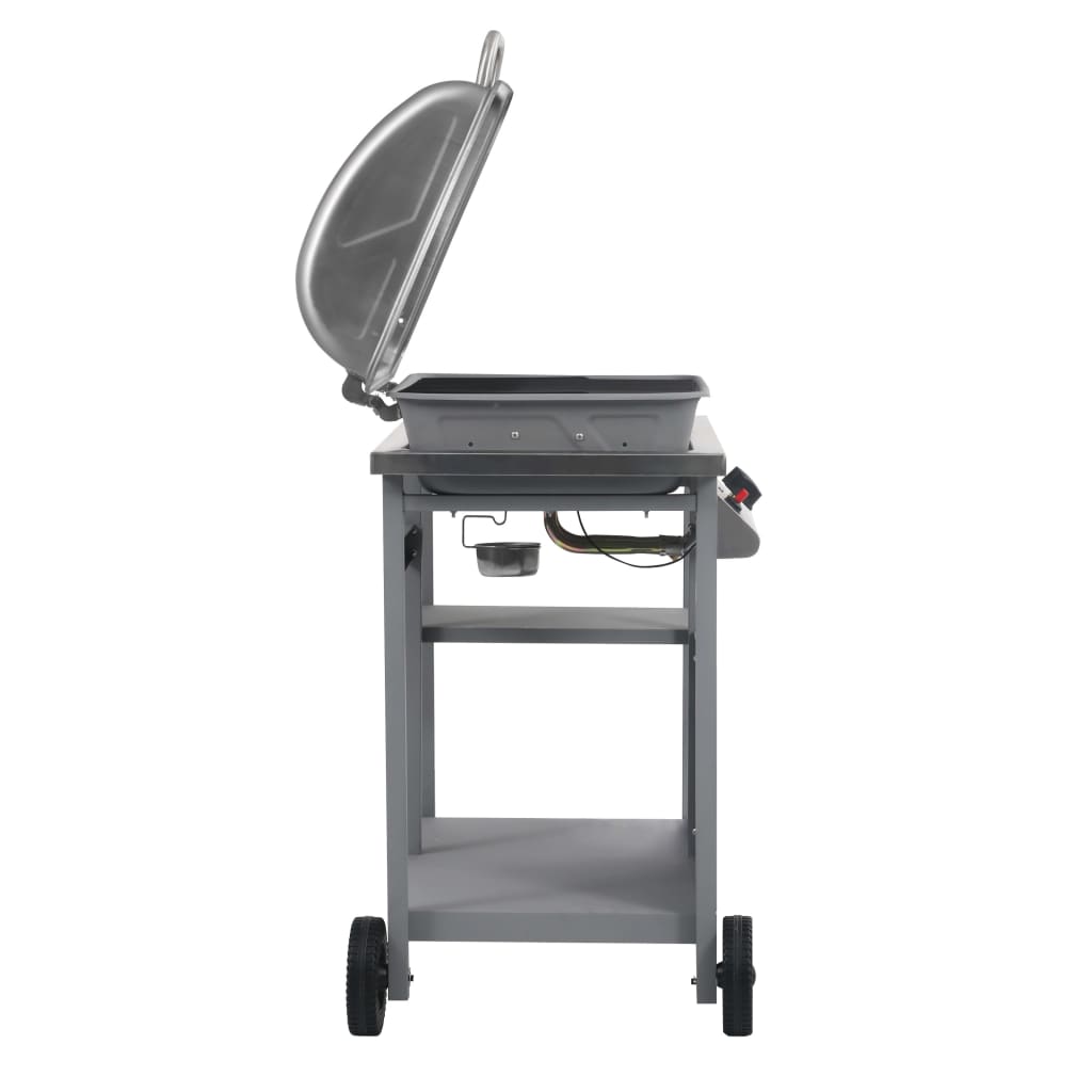 Gassgrill med sidebord i 3 etasjer sølv
