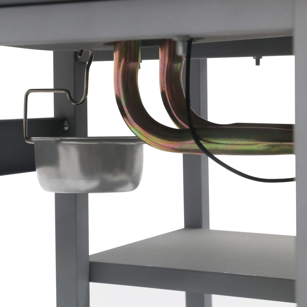 Gassgrill med sidebord i 3 etasjer sølv