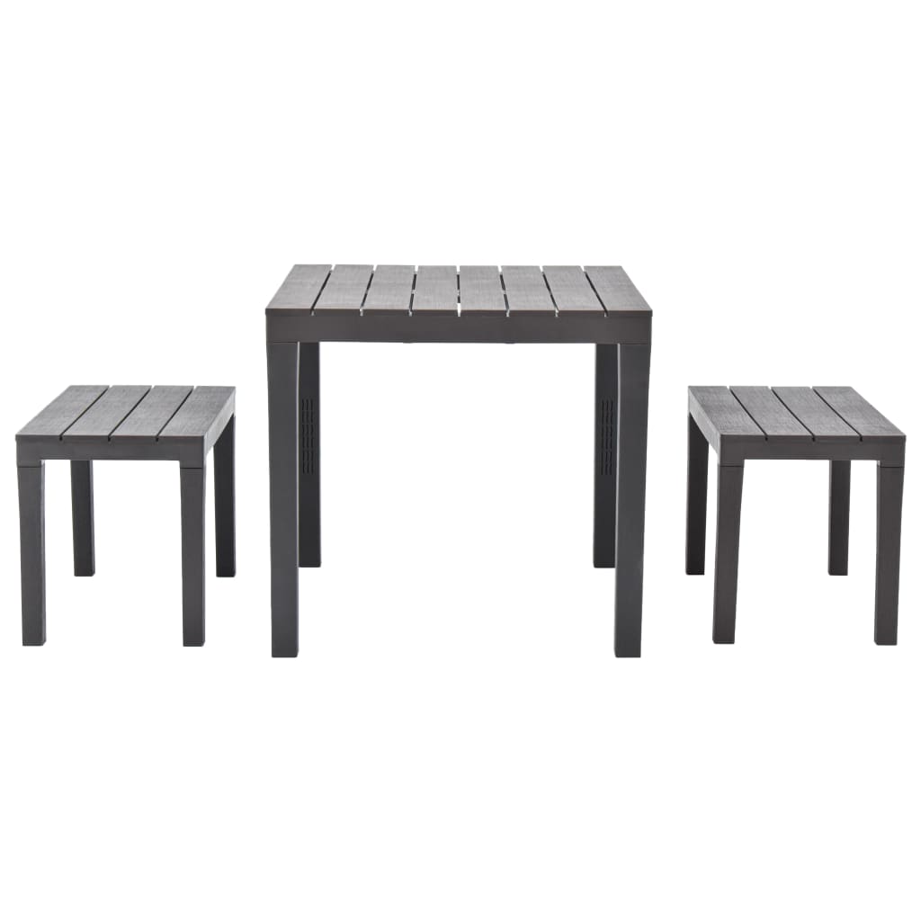Hagebord med 2 benker plast brun