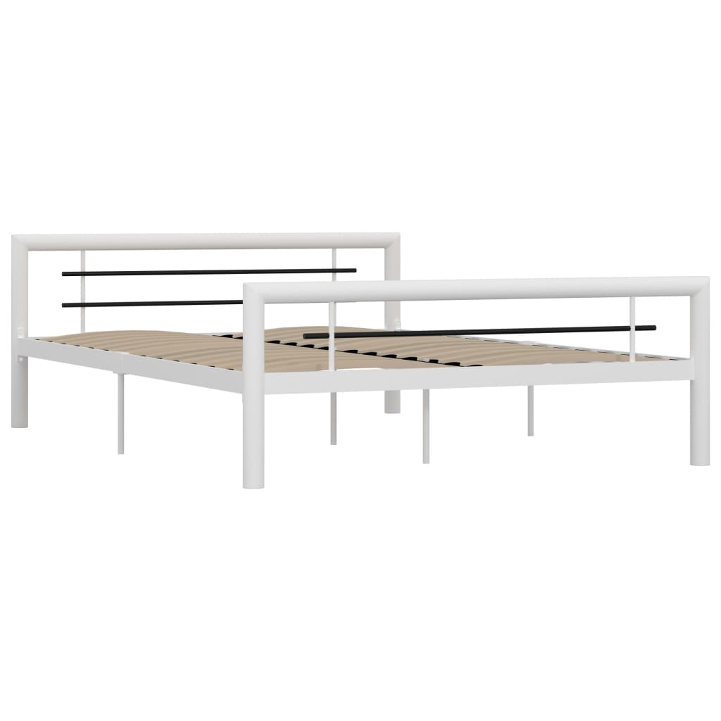 Sengeramme hvit og svart metall 140x200 cm