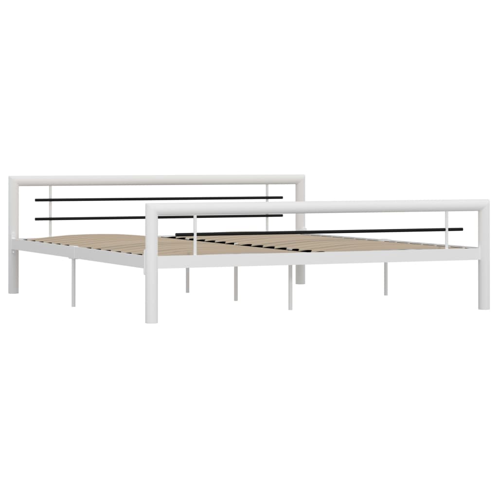 Sengeramme hvit og svart metall 180x200 cm