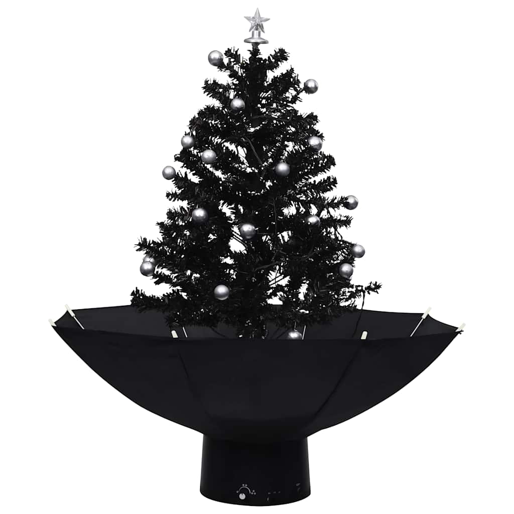 Kunstig juletre med snø og paraplyfot svart 75 cm PVC