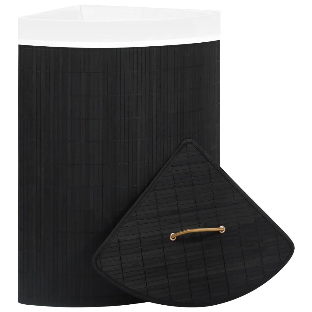 Skittentøyskurv til hjørne bambus svart 60 L