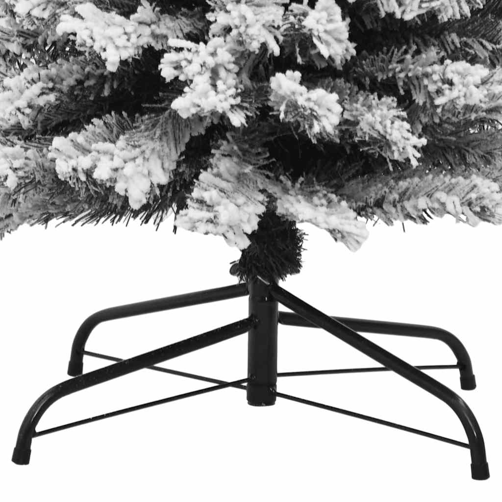 Slankt kunstig juletre med flokket snø grønn 180 cm PVC