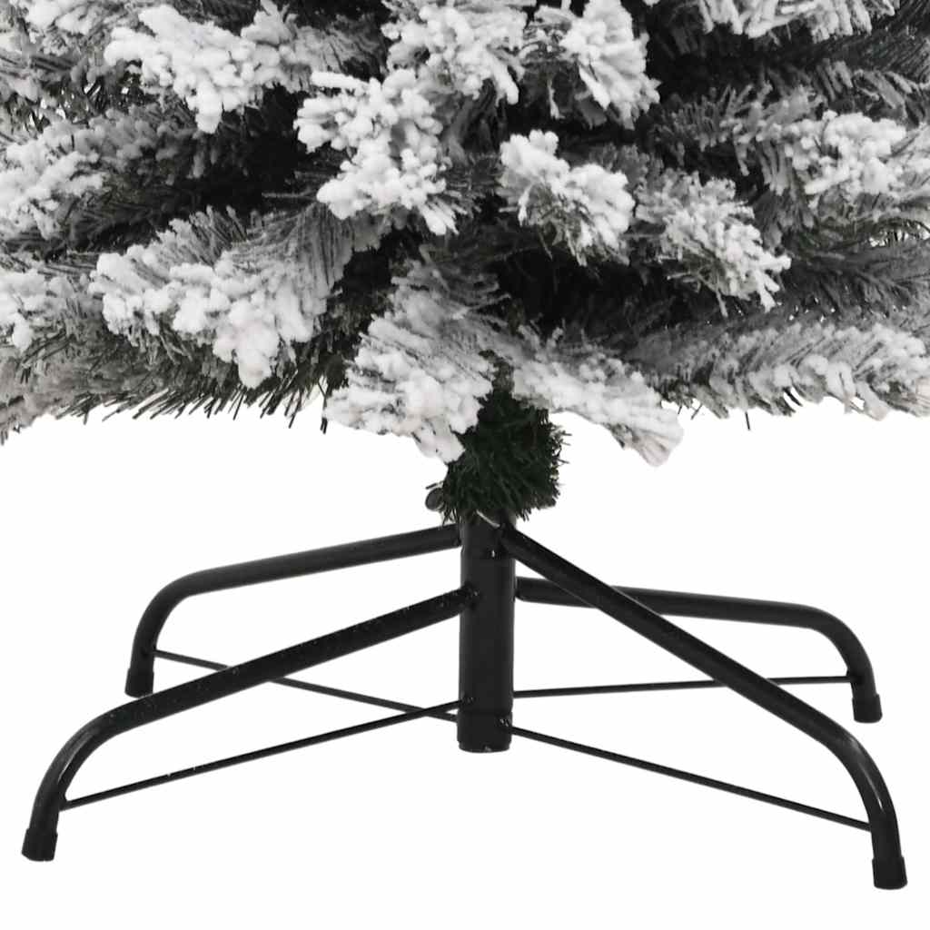 Slankt kunstig juletre med flokket snø grønn 210 cm PVC