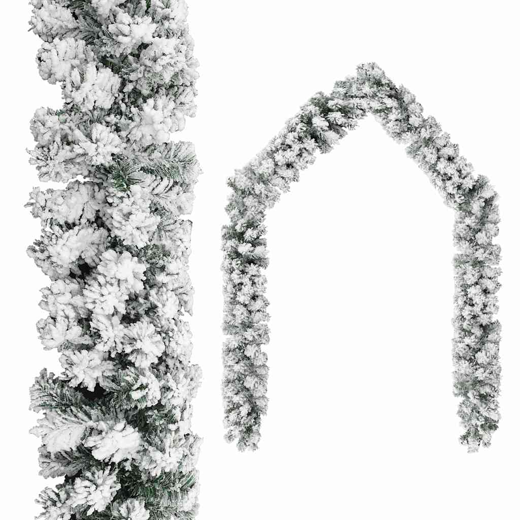 Julegirlander med flokket snø grønn 5 m PVC