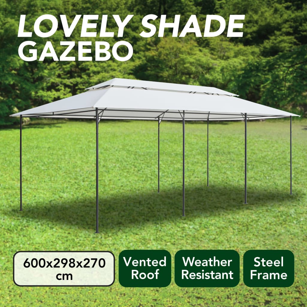 Paviljong 600x298x270 cm hvit 180g/m²