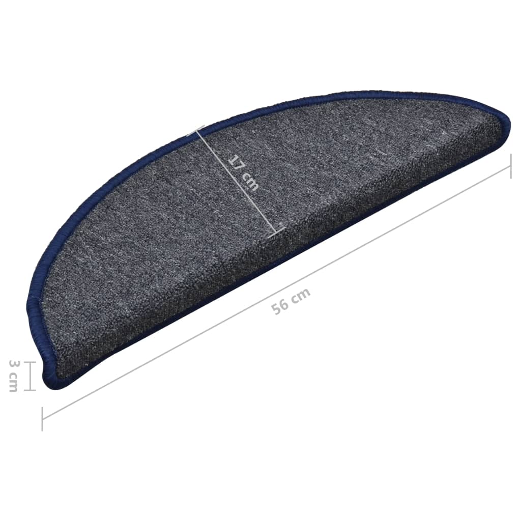 Trappetrinnstepper 15 stk mørkegrå og blå 56x17x3 cm