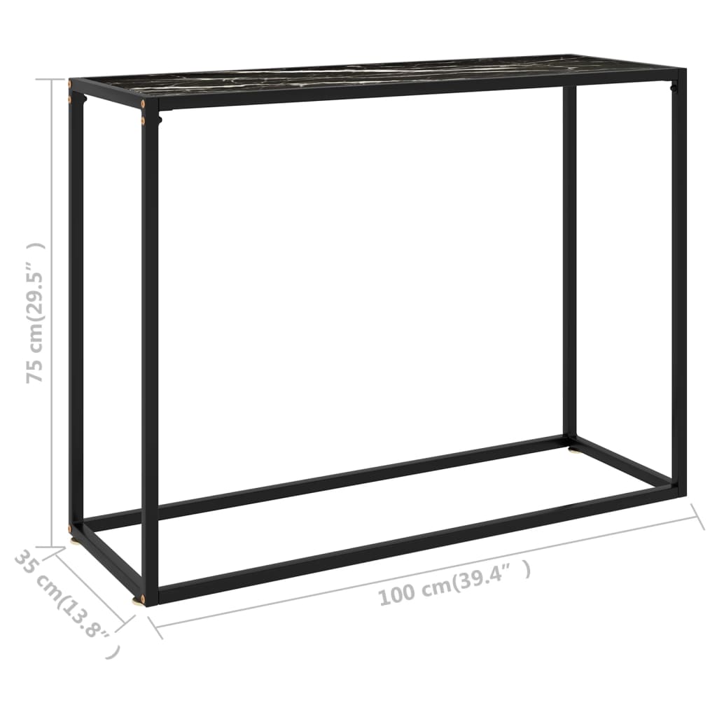 Konsollbord svart 100x35x75 cm herdet glass
