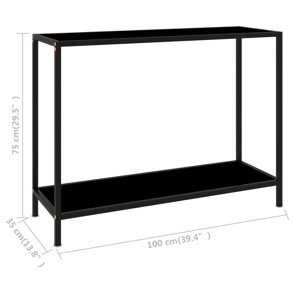 Konsollbord svart 100x35x75 cm herdet glass
