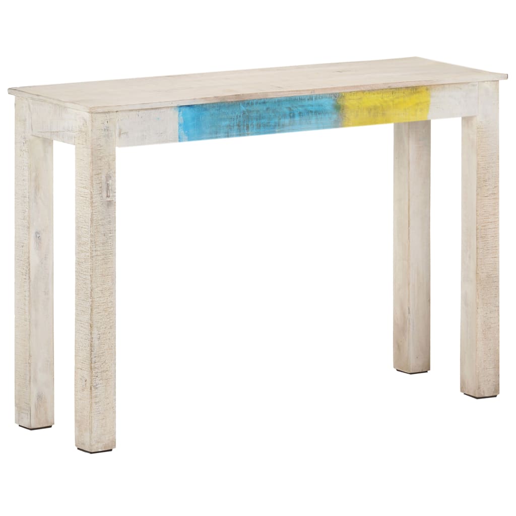 Konsollbord hvit 115x35x77 cm grovt mangotre