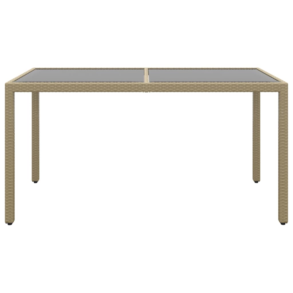 Hagebord 150x90x75 cm herdet glass og polyrotting beige