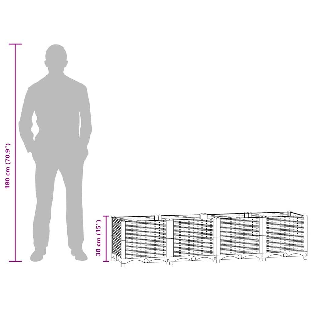 Høybed 160x40x38 cm polypropylen