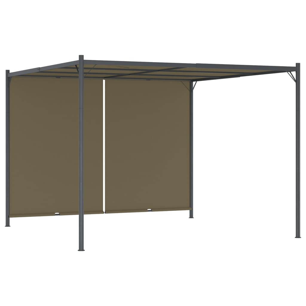 Hagepergola med uttrekkbart tak 3x3 m gråbrun 180 g/m²