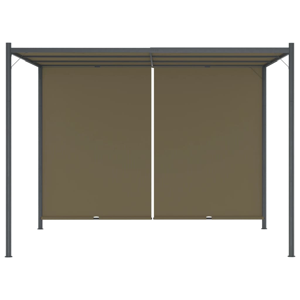 Hagepergola med uttrekkbart tak 3x3 m gråbrun 180 g/m²