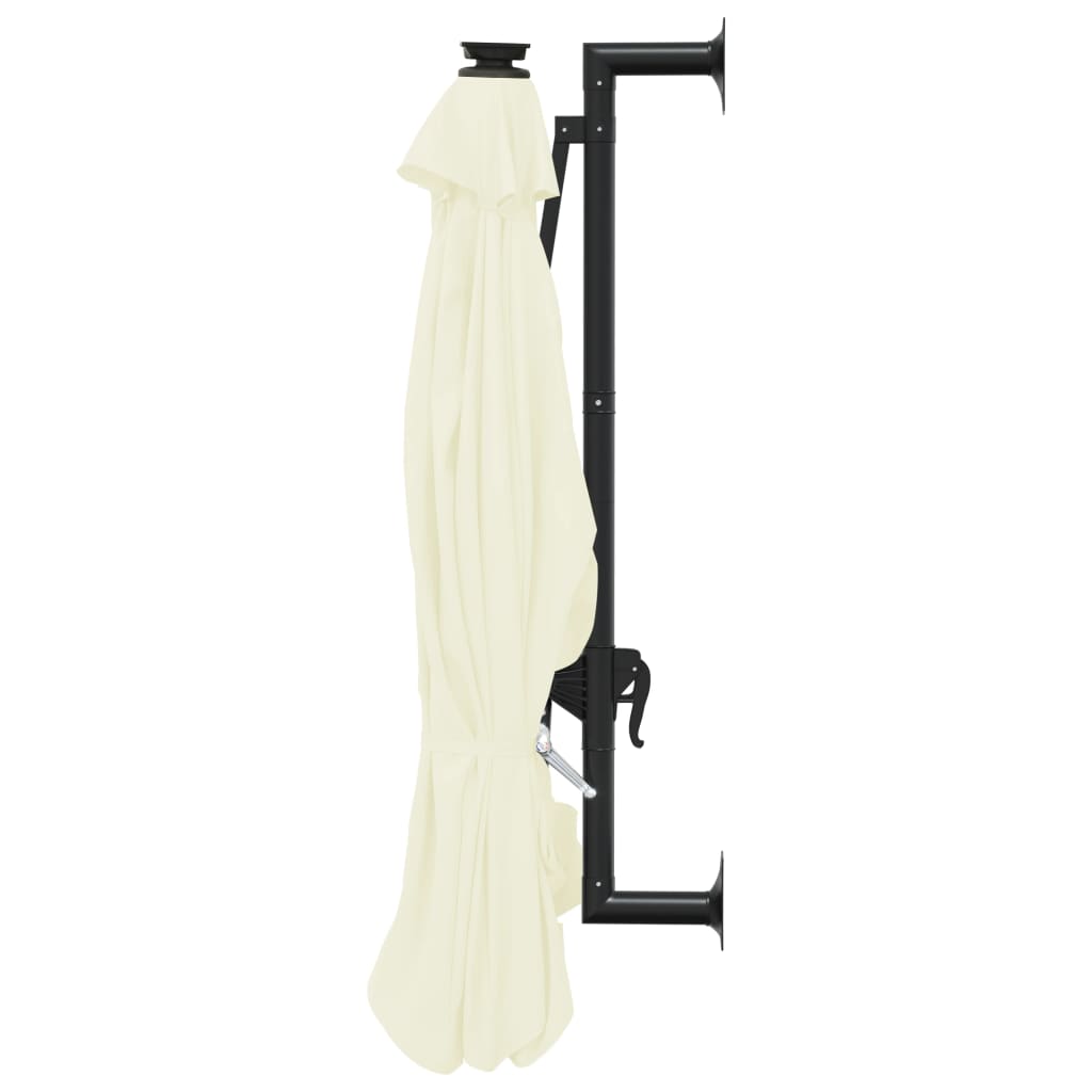 Vegghengt hageparasoll med LED 300 cm sand