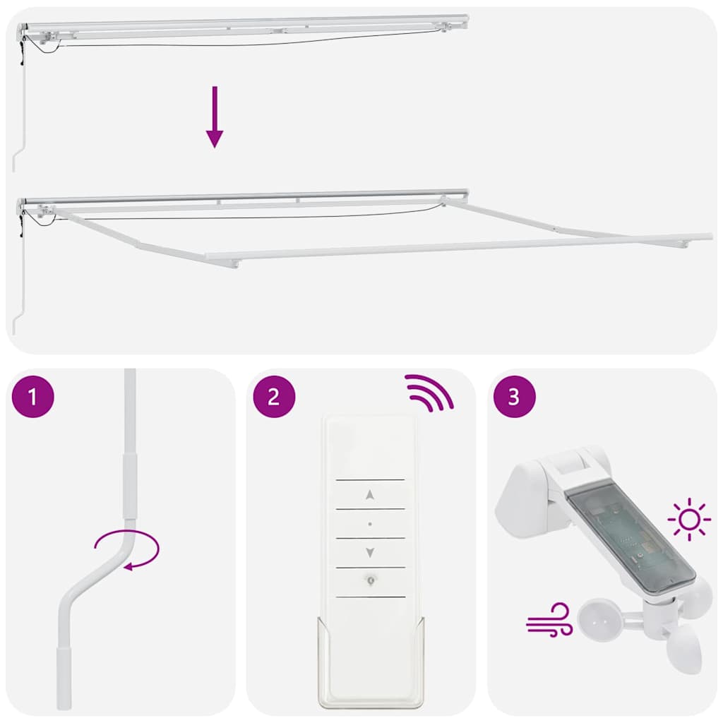 Markise med Manual Hvit 4,5 × 3,5 m Metall