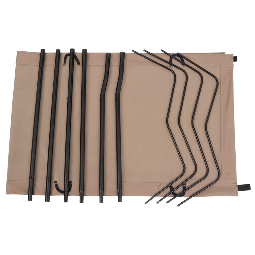 Campingseng 180x60x19 cm oxfordstoff og stål gråbrun