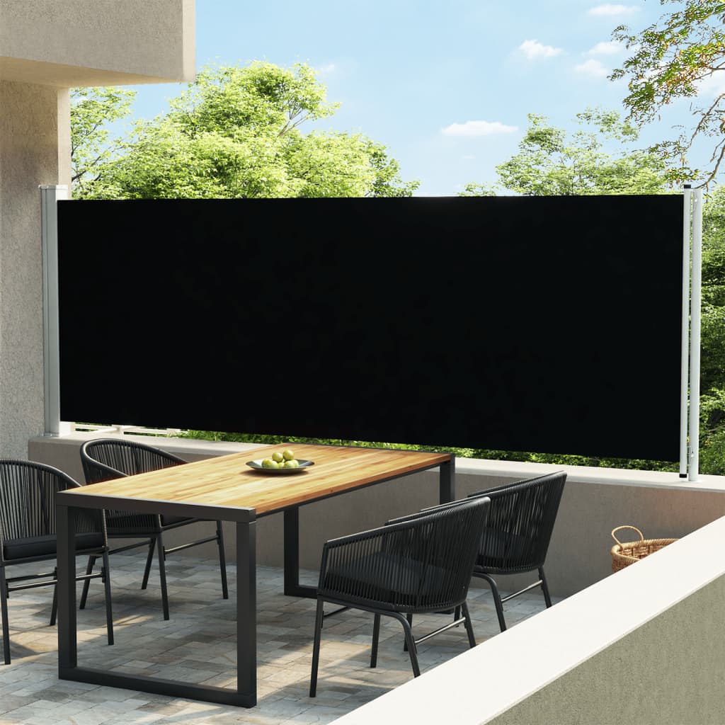 Uttrekkbar sidemarkise 600x160 cm svart