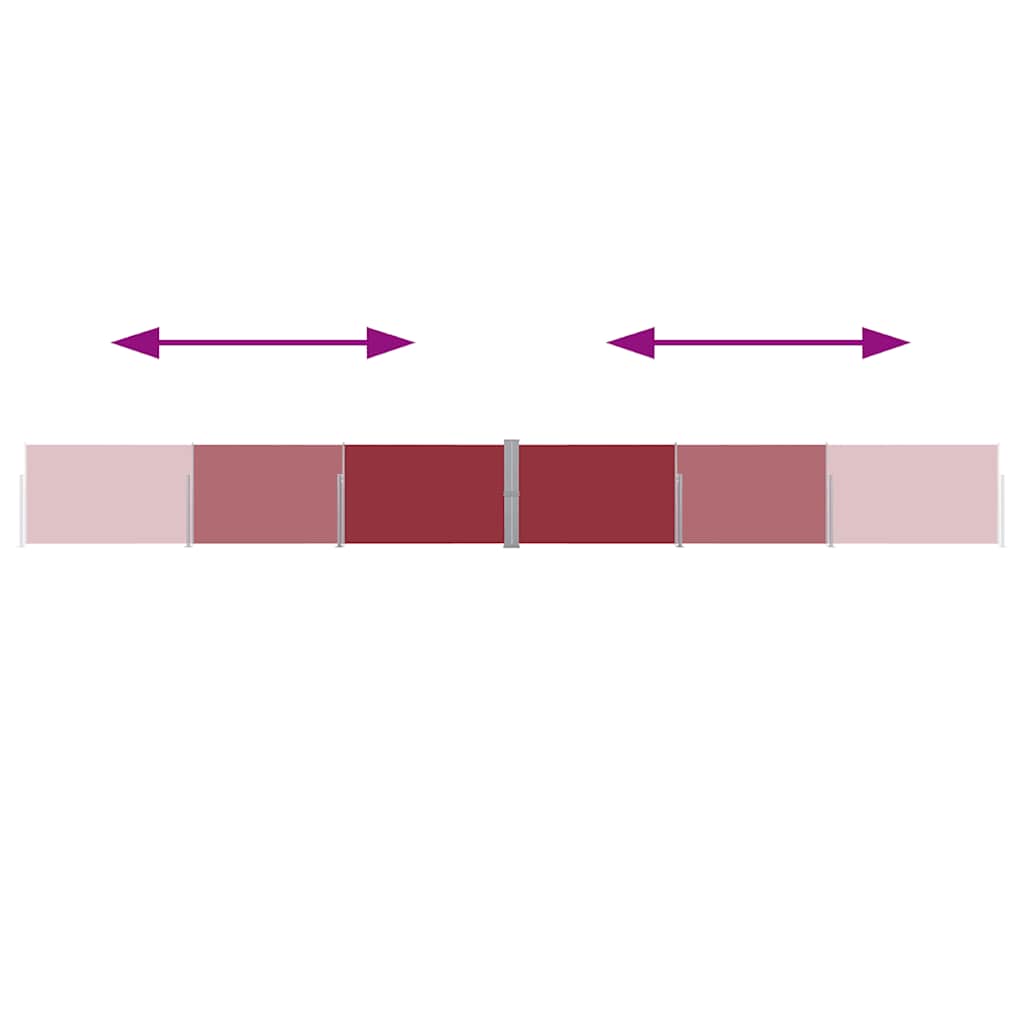 Uttrekkbar sidemarkise 140x1200 cm rød