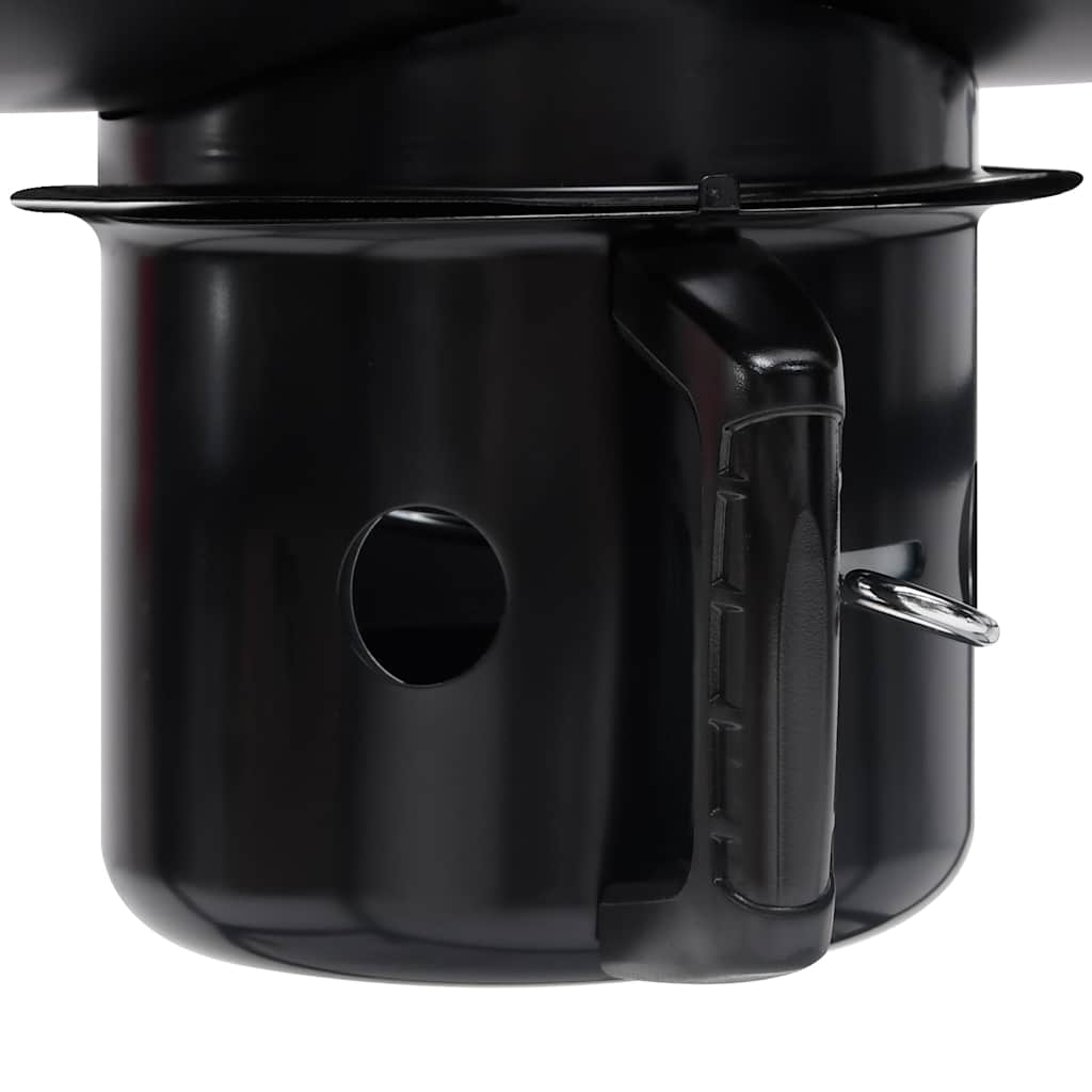 Tønnegrill med hjul og hyller svart stål 115x85x95 cm