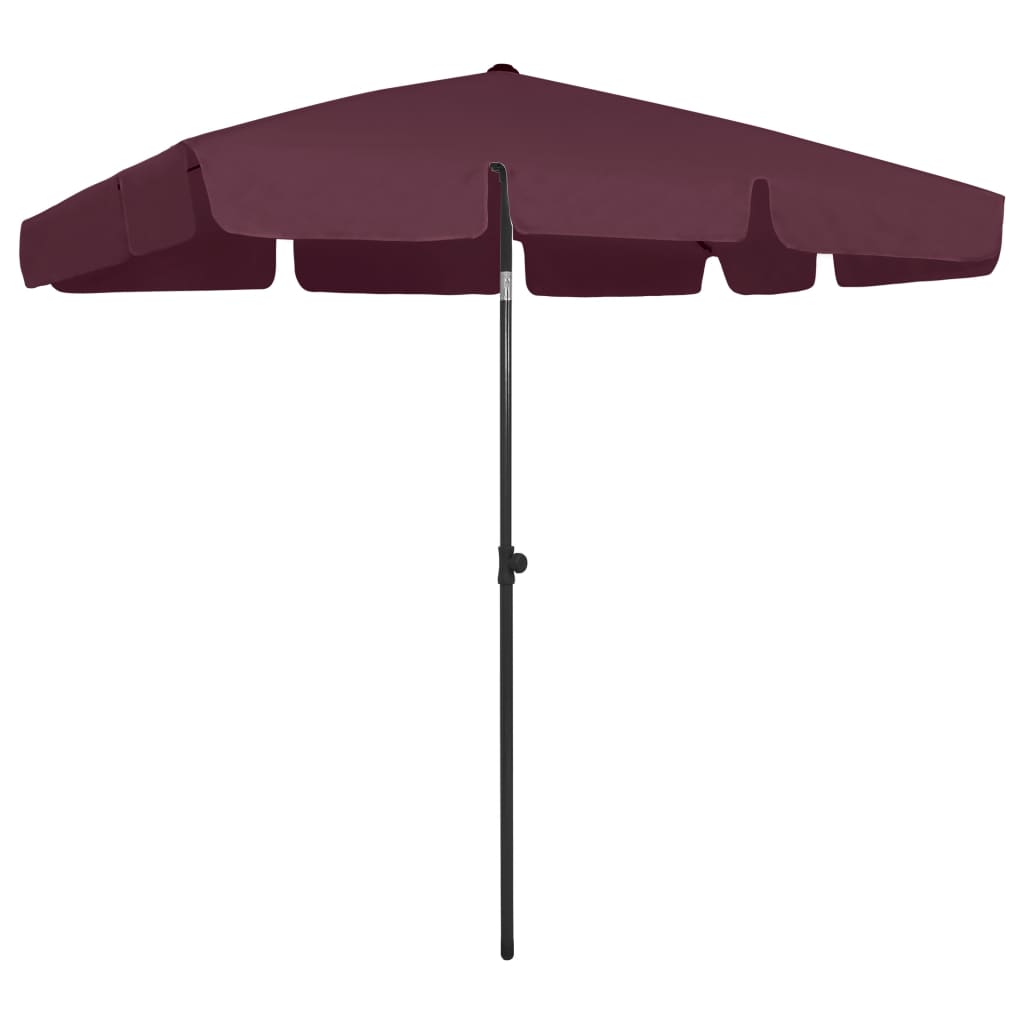 Strandparasoll vinrød 200x125 cm