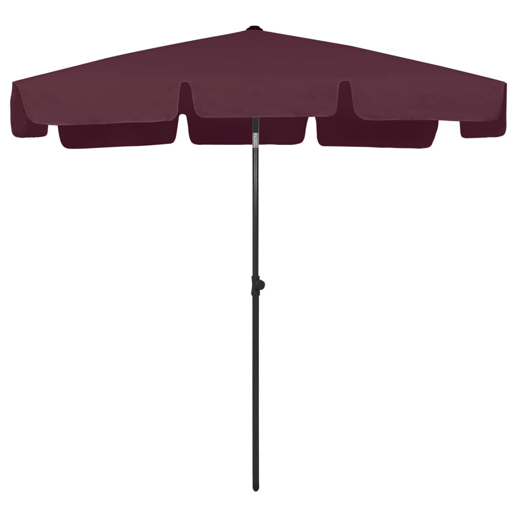 Strandparasoll vinrød 200x125 cm