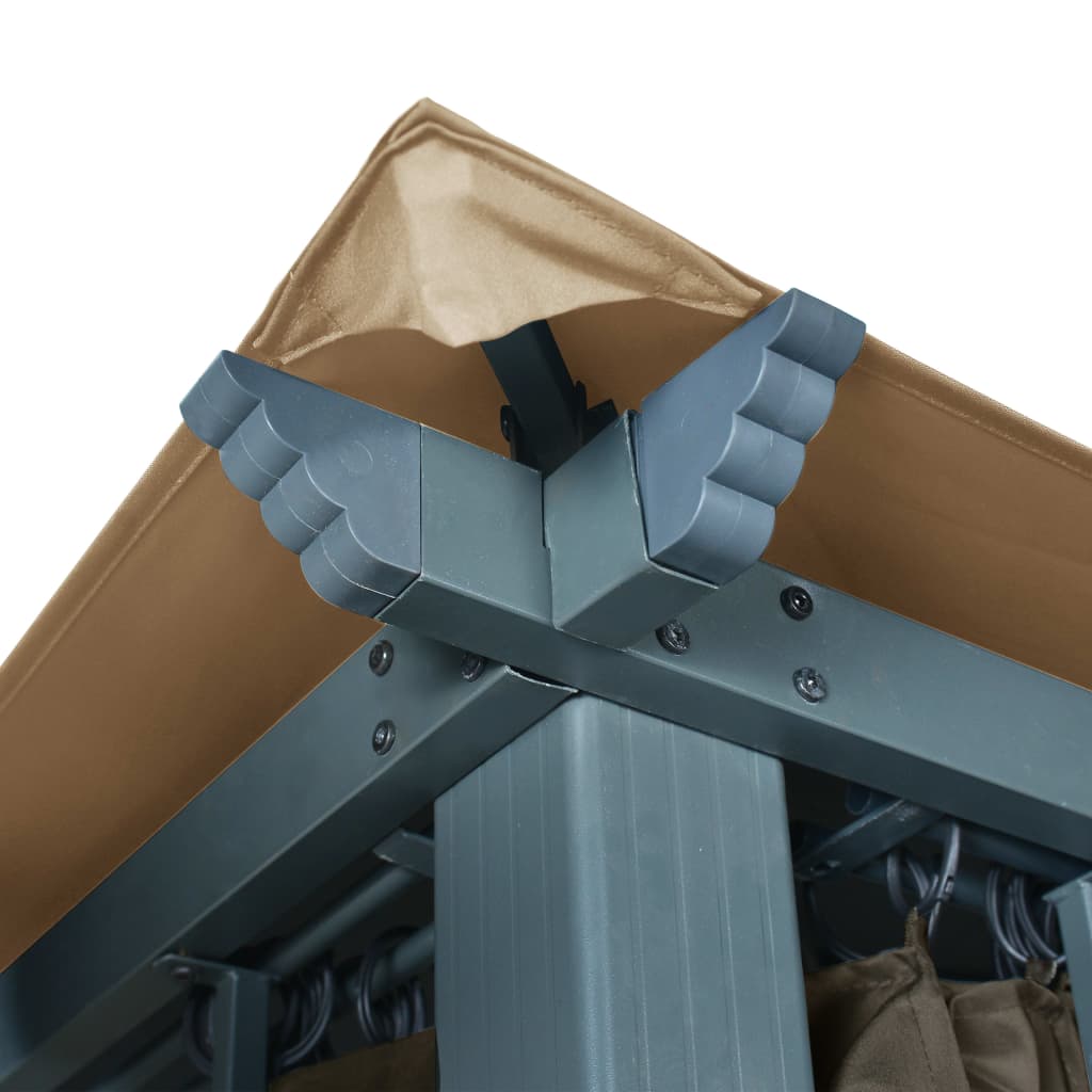 Paviljong med gardin 300x300 cm gråbrun aluminium