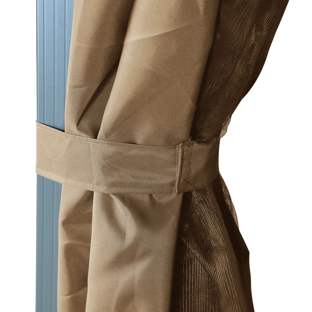 Paviljong med gardin 400x300 cm gråbrun aluminium