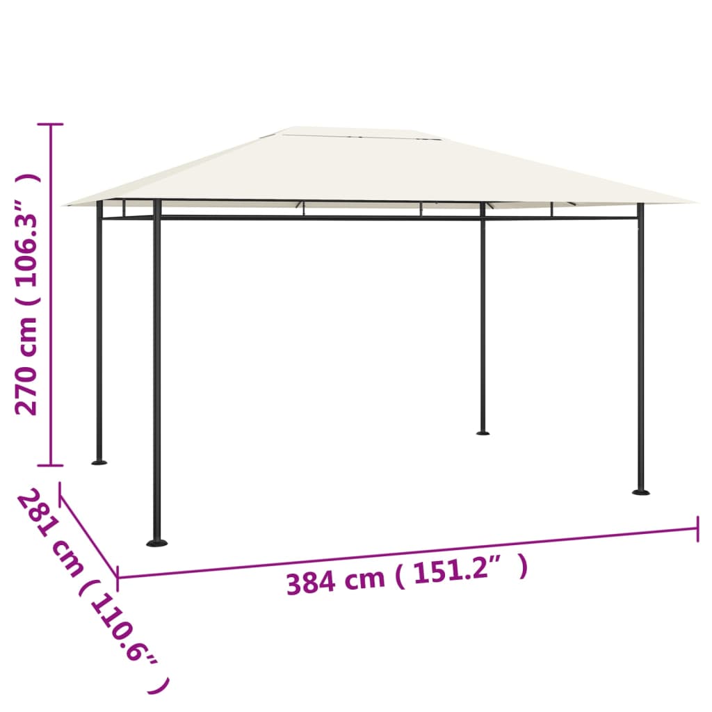 Paviljong 384x281x270 cm kremhvit 180 g/m²