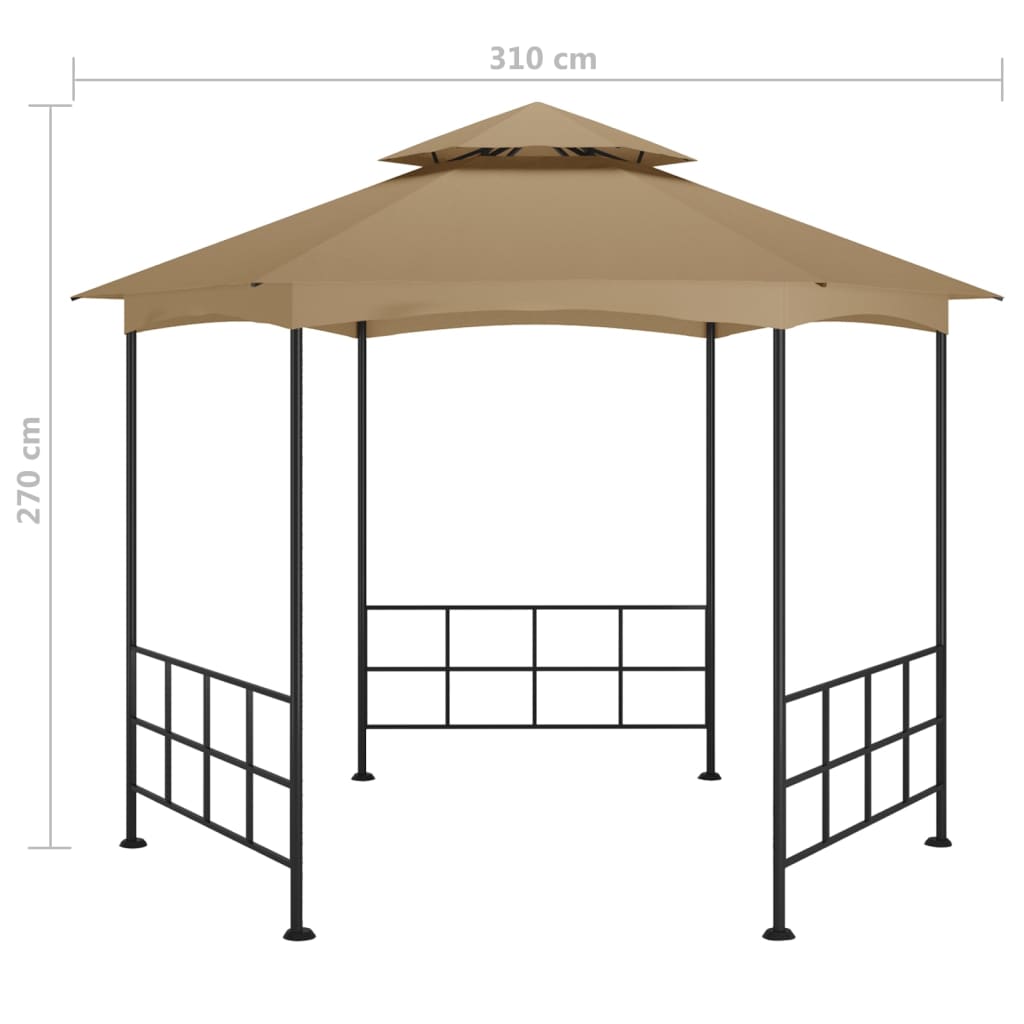 Paviljong med sidevegger 3,1x2,7 m gråbrun