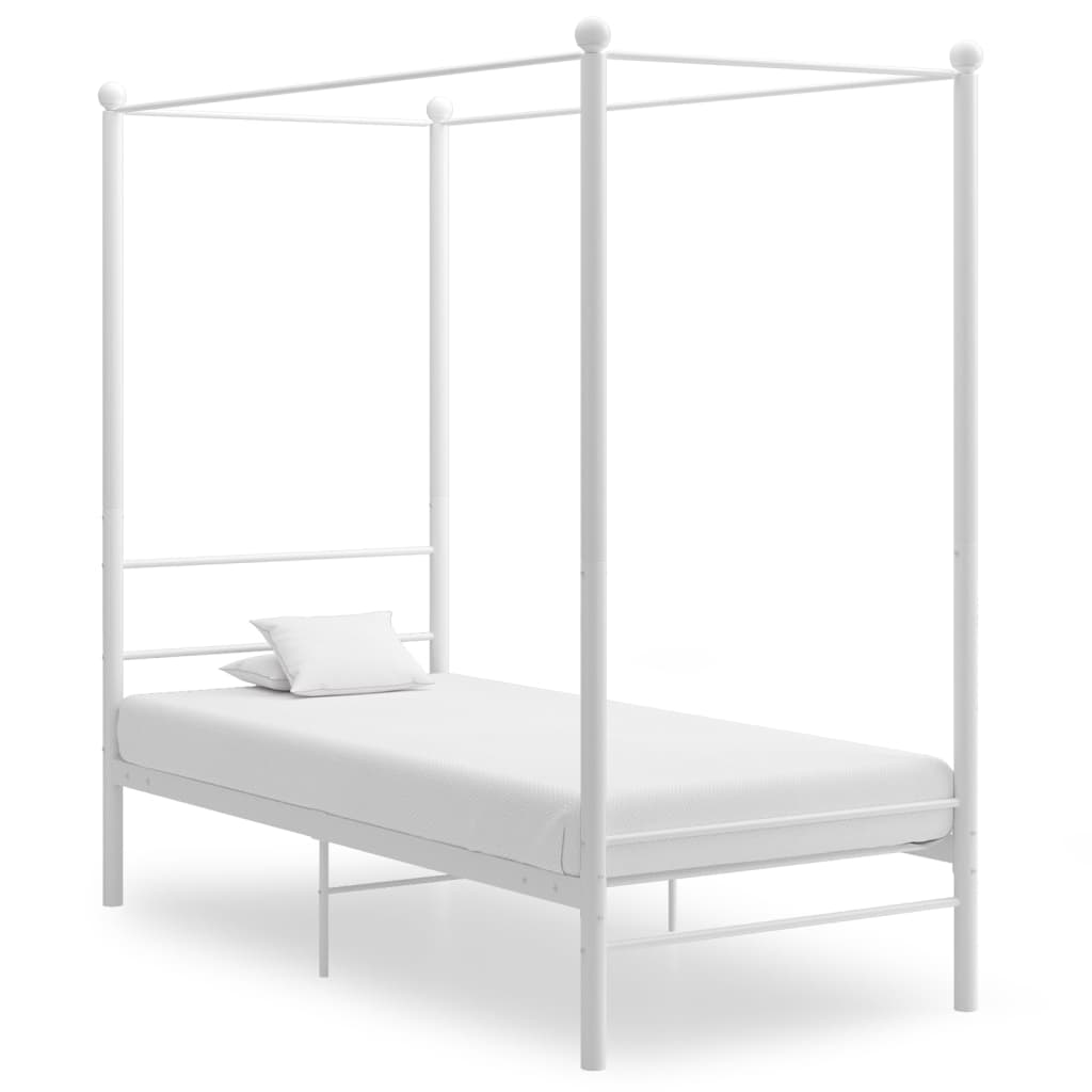 Himmelsengeramme hvit metall 100x200 cm