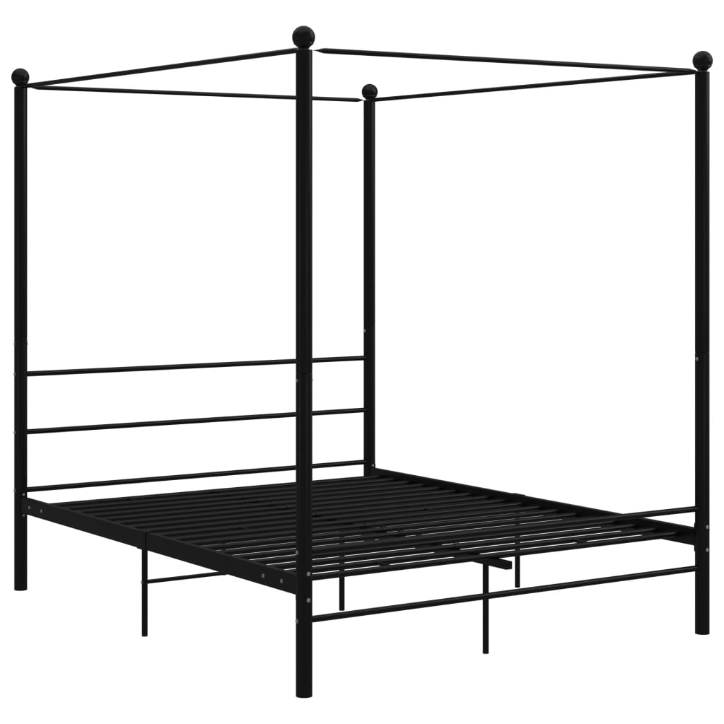 Himmelsengeramme svart metall 160x200 cm
