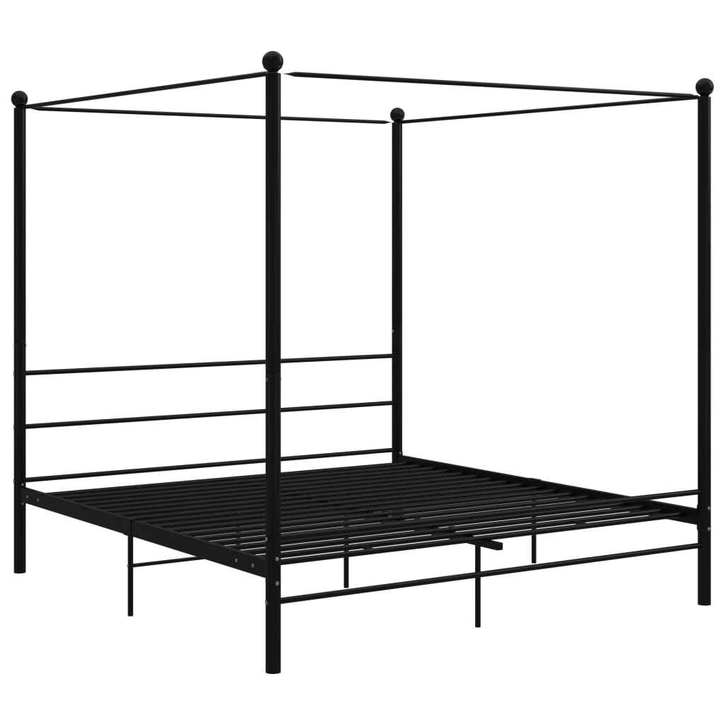 Himmelsengeramme svart metall 180x200 cm
