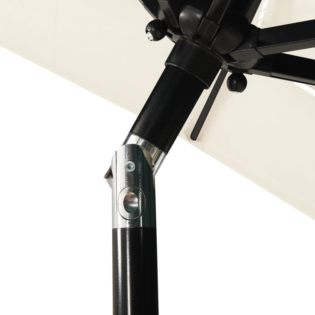 Hageparasoll med aluminiumsstang 3 nivåer sand 2x2 m