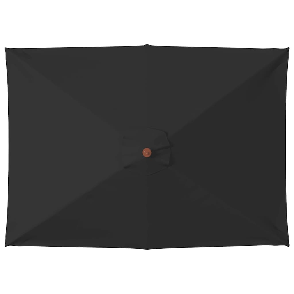 Hageparasoll med trestang svart 150x200 cm